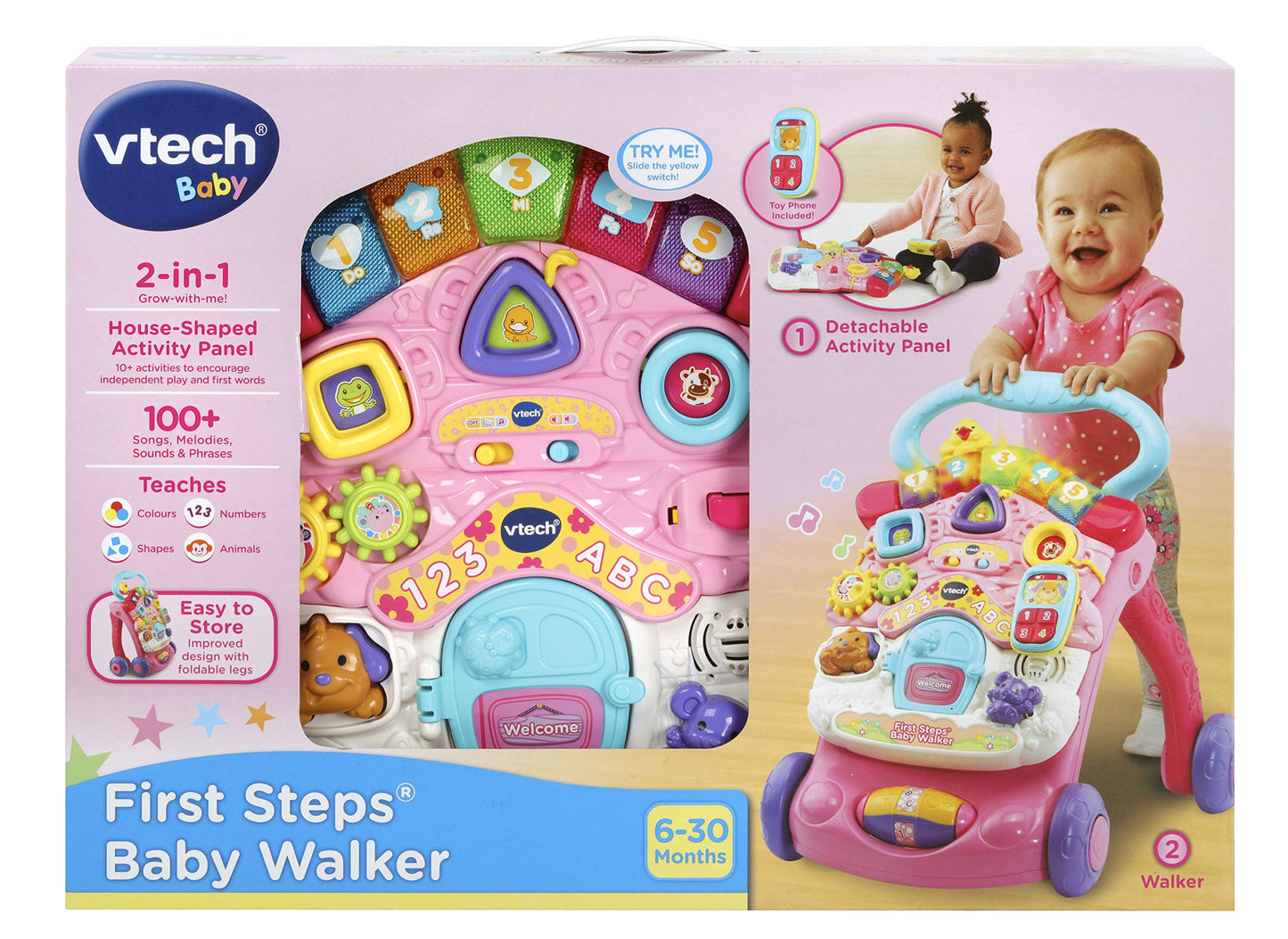 VTECH BABY WALKER FIRST STEPS PINK