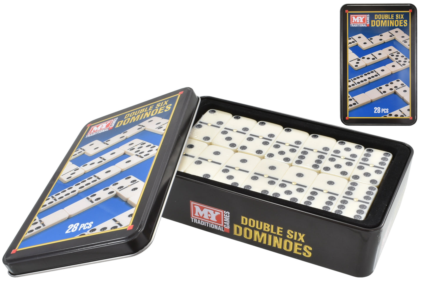 DOUBLE 6 DOMINOES GAME IN TIN BOX